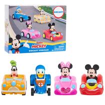 Conjunto de Mini Carros da Disney com Mickey Mouse, 4 Peças de Brinquedo Resistente