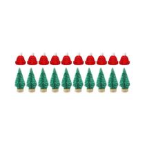 Conjunto De Mini Chapéu E Cachecol De Natal Vermelho E Verde Para Decoração DIY De Garrafas De