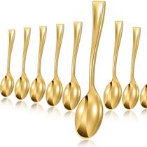 Conjunto de mini colheres descartáveis Mimorou 300 unidades de plástico dourado de 9,8 cm