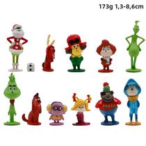 Conjunto De Mini Figuras De Ação Grinch 12 Peças Bonecos Monstro De Cabelo Verde De Natal Decoração