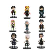 Conjunto De Mini Figuras Demon Slayer 9 Peças Kimetsu No Yaiba Bonecos De PVC Decoração De Mesa Q