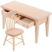 Conjunto de mini mesa e cadeiras de madeira Dollhouse Furniture JOINPAYA