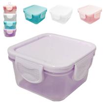 Conjunto De Mini Pote De Plastico Quadrado Com Tampa 4 Pecas 150Ml - HOME ART