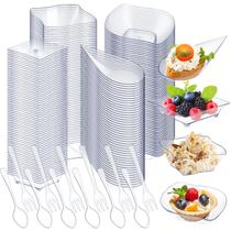 Conjunto de mini pratos de aperitivo Tessco 800 unidades com talheres transparentes