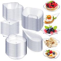 Conjunto de mini pratos de sobremesa Tessco, 100 unidades com colheres transparentes