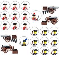 Conjunto de minisoldados da Guerra Revolucionária, 24 peças de casacos vermelhos versus azuis