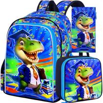Conjunto de mochila AGSDON 3 peças Dinosaur Boys resistente à água