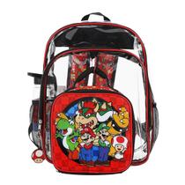 Conjunto de mochila e lancheira Super Mario Brothers com garrafa de água