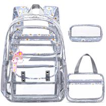 Conjunto de Mochila e Lancheira Transparente ACESAK Daisy para Meninas - 3 Peças