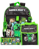 Conjunto de Mochila Escolar Minecraft para Crianças - 5 Peças com Lancheira