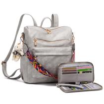 Conjunto de Mochila Feminina Soperwillton 2 Peças - Couro PU Conjunto de Mochila Feminina Soperwillton 2 Peças - Couro PU
