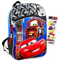 Conjunto de mochila infantil infantil Disney Cars - O pacote inclui mini mochila e adesivos Disney Cars de 11 polegadas (material escolar Disney Cars)