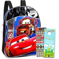 Conjunto de mochila infantil infantil Disney Cars - O pacote inclui mini mochila e adesivos Disney Cars de 11 polegadas (material escolar Disney Cars)