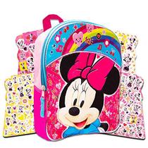 Conjunto de mochila infantil infantil Minnie Mouse de 11 da Disney com mais de 300 adesivos