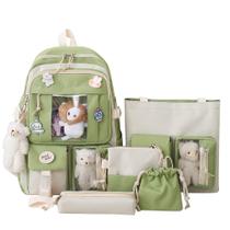 Conjunto de mochila JQWSVE Kawaii com pingentes e alfinetes para mulheres Conjunto de mochila JQWSVE Kawaii com pingentes e alfinetes para mulheres