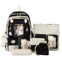 Conjunto de mochila JQWSVE Kawaii com pingentes e alfinetes para mulheres Conjunto de mochila JQWSVE Kawaii com pingentes e alfinetes para mulheres
