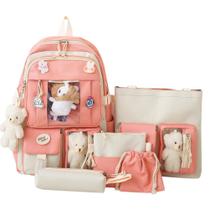 Conjunto de mochila JQWSVE Kawaii com pingentes e alfinetes para mulheres Conjunto de mochila JQWSVE Kawaii com pingentes e alfinetes para mulheres