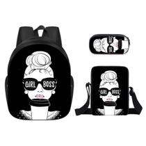 Conjunto de mochilas Afro Lady Satchel Kids School, 3 peças Conjunto de mochilas Afro Lady Satchel Kids School, 3 peças