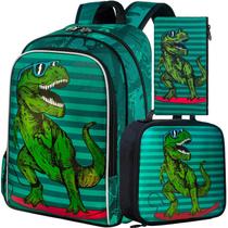 Conjunto de mochilas AGSDON Dinosaur, 3 peças, mochila escolar infantil de 16" Conjunto de mochilas AGSDON Dinosaur, 3 peças, mochila escolar infantil de 16"