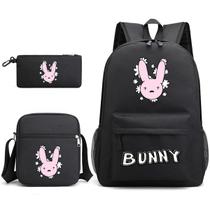 Conjunto de mochilas Bads Bunnys Cartoon Kids School, 3 peças de anime