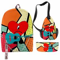 Conjunto de mochilas Bads Bunnys Cartoon Kids School 3 peças Conjunto de mochilas Bads Bunnys Cartoon Kids School 3 peças