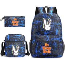 Conjunto de mochilas Bads Bunnyys Anime School, 3 unidades para crianças Conjunto de mochilas Bads Bunnyys Anime School, 3 unidades para crianças