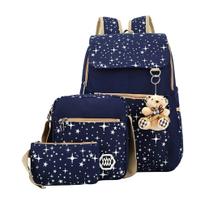 Conjunto de Mochilas Bansusu com Estampa de Estrelas para Meninas - Inclui Bolsa Tiracolo