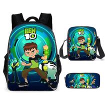 Conjunto de mochilas Bens 10 Anime School, 3 peças com bolsa de ombro Conjunto de mochilas Bens 10 Anime School, 3 peças com bolsa de ombro