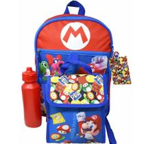 Conjunto de mochilas Bioworld Super Mario Red de 40 cm com lancheira e bot