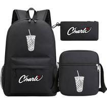 Conjunto de mochilas Charli d'Amelio Anime School para crianças (3 unidades)