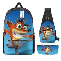 Conjunto de mochilas Crashs Bandicoots Anime School 3 unidades/lote