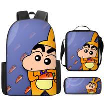 Conjunto de mochilas Crayons Shins chans Cartoon Kids School 3 unidades