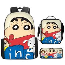 Conjunto de mochilas Crayons Shins chans Cartoon Kids School 3 unidades