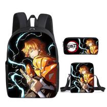 Conjunto de mochilas Demons Slayers Anime School, 3 unidades com Shoul Conjunto de mochilas Demons Slayers Anime School, 3 unidades com Shoul