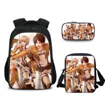 Conjunto de mochilas escolares Attacks Titans Levi, 3 unidades para crianças