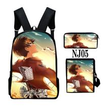 Conjunto de mochilas escolares Attacks Titans Levi, 3 unidades para crianças