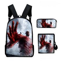 Conjunto de mochilas escolares Attacks Titans Levi, 3 unidades para crianças