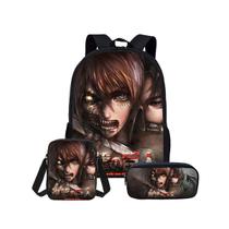 Conjunto de mochilas escolares Attacks Titans Levi, 3 unidades para crianças Conjunto de mochilas escolares Attacks Titans Levi, 3 unidades para crianças
