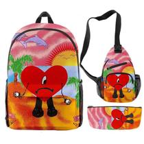 Conjunto de mochilas escolares Badd Bunnyy Rabbit, 3 unidades para crianças
