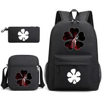 Conjunto de mochilas escolares Black Clovers Asta, 3 unidades para crianças Conjunto de mochilas escolares Black Clovers Asta, 3 unidades para crianças