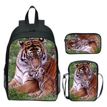 Conjunto de mochilas escolares Forest King Tiger, 3 unidades para crianças Conjunto de mochilas escolares Forest King Tiger, 3 unidades para crianças