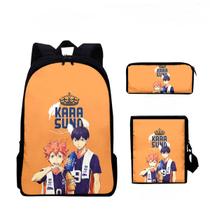 Conjunto de mochilas escolares Haikyuu, 3 peças com bolsa de ombro, estojo de lápis