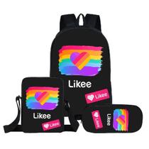 Conjunto de mochilas escolares Likee, 3 peças com bolsa de ombro e estojo para lápis