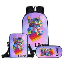 Conjunto de mochilas escolares Likee, 3 peças com bolsa de ombro e estojo para lápis