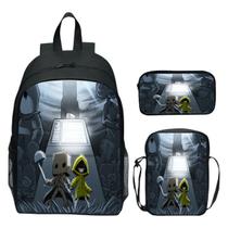 Conjunto de mochilas escolares Littles Nightmares, 3 unidades para crianças Conjunto de mochilas escolares Littles Nightmares, 3 unidades para crianças