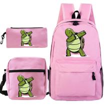 Conjunto de mochilas escolares: mochila com estampa de tartaruga com mensageiro e bolsa de lápis Conjunto de mochilas escolares: mochila com estampa de tartaruga com mensageiro e bolsa de lápis