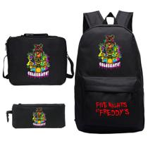 Conjunto de mochilas escolares: mochila Five Nights com lancheira e bolsa de lápis Conjunto de mochilas escolares: mochila Five Nights com lancheira e bolsa de lápis