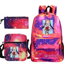 Conjunto de mochilas escolares: mochila impressa em anime Kakeguruis, 3 unidades Conjunto de mochilas escolares: mochila impressa em anime Kakeguruis, 3 unidades