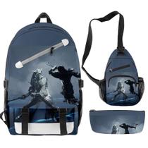 Conjunto de mochilas escolares Mortals Shells, impressão 3D para crianças, 3 unidades