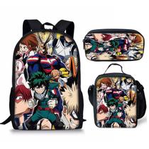 Conjunto de mochilas escolares My Heros Academias, 3 unidades para crianças Conjunto de mochilas escolares My Heros Academias, 3 unidades para crianças